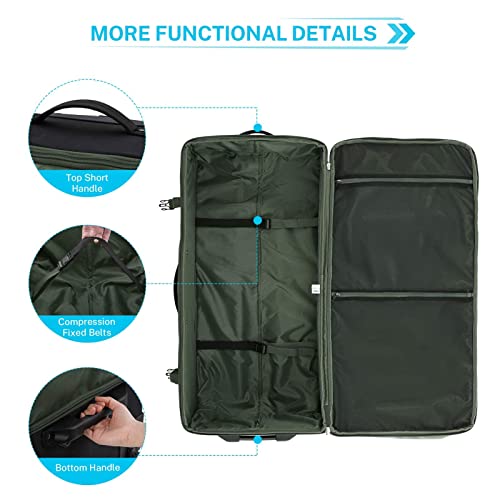 Gonex Rolling Duffle Bag with Wheels, 100L Water Repellent Large Wheeled Travel Duffel Luggage with Rollers 30 inch, Olive Green
