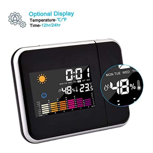 Projector Alarm Clocks, Digital Projection Clock, Projection Alarm Clock With Led Alarm, With Temperature Humidity Display, Weather Station With Weather Forecast, Snooze Digital Clock Projector #TOP3