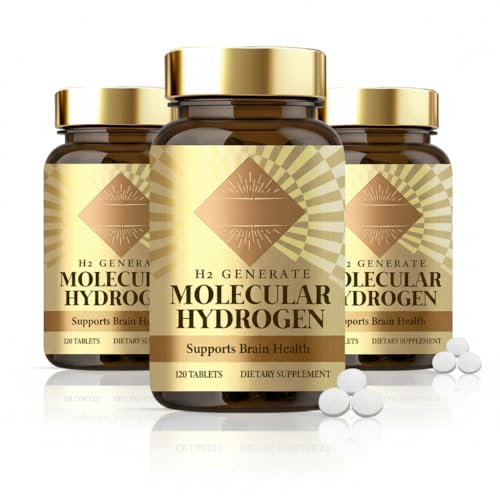Hydrogen Water Tablets, 360 Tablets H2 Molecular Hydrogen with Magnesium, Supports Brain Function, Energy & Metabolism, Antioxidant Rich & Fast Dissolving, Non-GMO