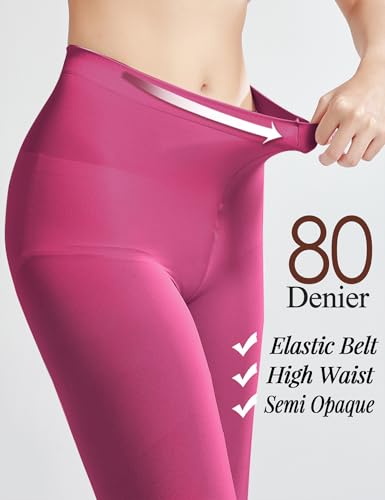 6 Colors Semi Opaque Footless Tights for Women, 80 Denier Black Footless Tights for Women,S-XL3