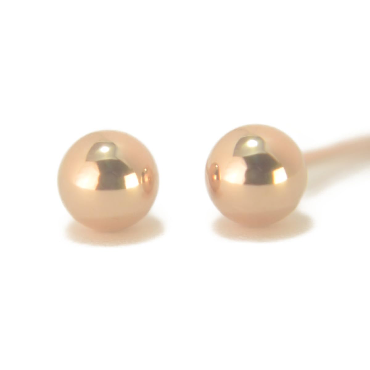 Amazon | K18PGピンクゴールド丸玉ピアス 4mm ボールピアス K18 18金 1 