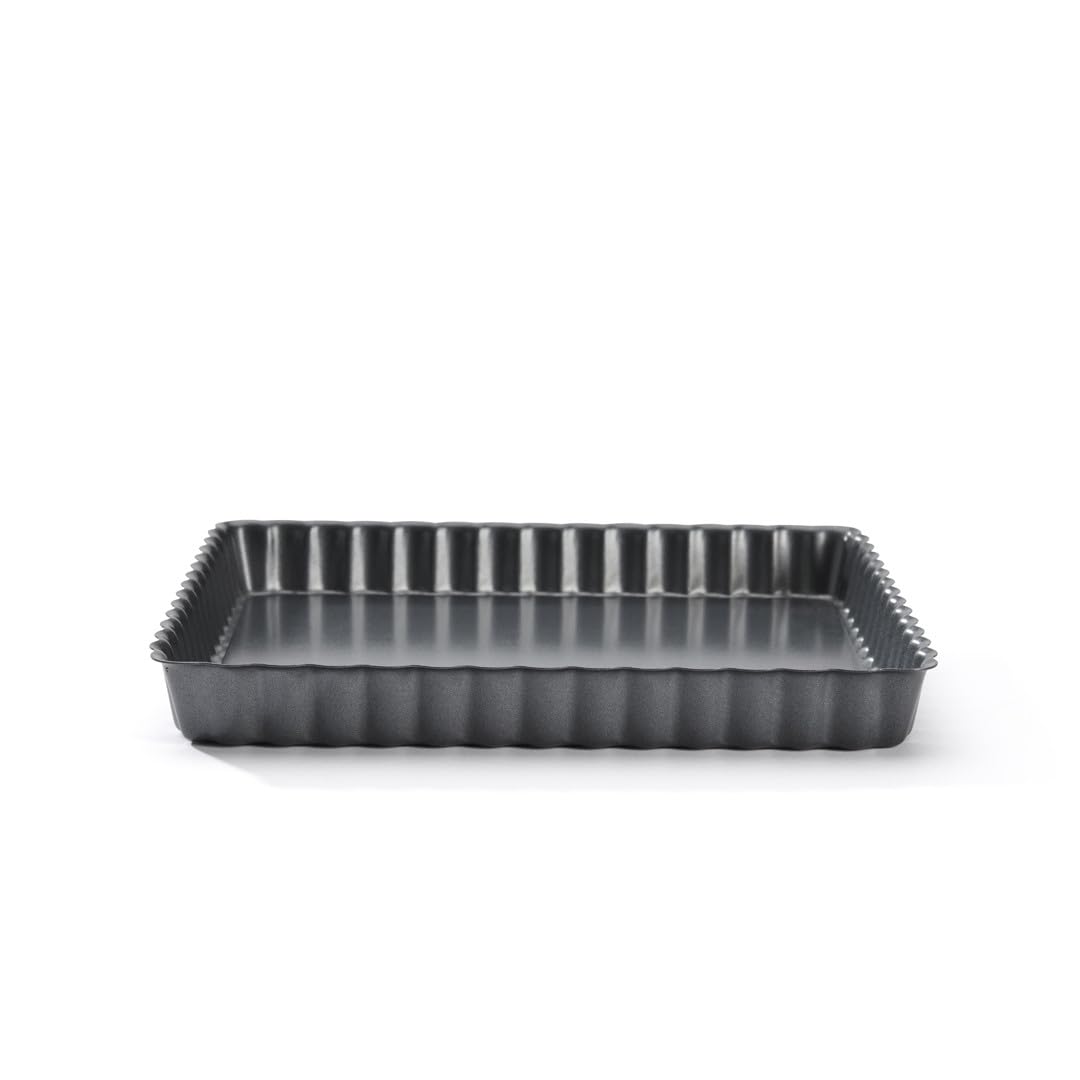 De Buyer - Moule à tarte carré à fond amovible en acier antiadhésif - 23 x 23 cm -, Noir