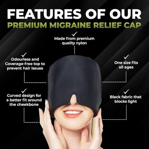 Image of Migraine Relief Cap for Migraines, Headaches, Sinuses, Tension Relief Headache Relief Cap for Men & Women Hot & Cold Therapy Relaxing Thermax Migraine Miracle Cap, Migrane Relaxing Cap(Multicolor)