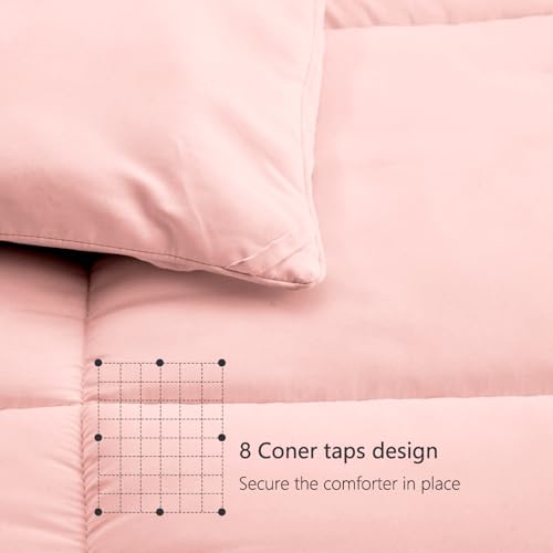Image of TEXARTIST Premium 2100 Series King Comforter All Season Breathable Pink Comforter Soft 4D Spiral Fiber Quilted Down Alternative Duvet Insert with Corner Tabs Luxury Hotel Style (90 inchx102 inch)