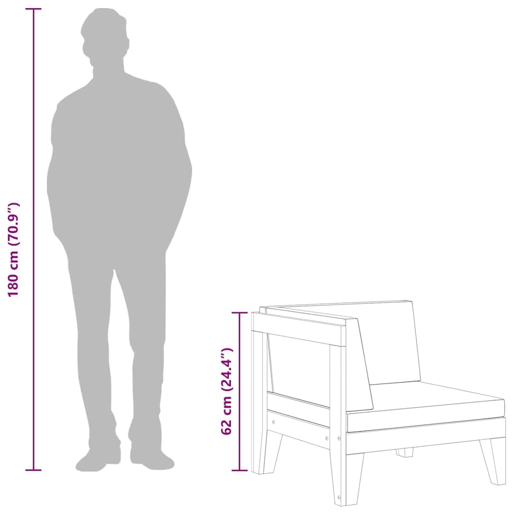 2-częściowy zestaw wypoczynkowy ogrodowy z litego drewna akacjowego z kremowo-białymi nakładkami, odporna na warunki atmosferyczne sofa ogrodowa, część narożna, modułowy zestaw mebli do