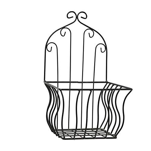 Whw Whole House Worlds French Country Wall Baskets For Plants, Set Of 2, Crested Arabesque, Curled Iron, Black, Garden Pot Holders, 7 3/4 X 13 3/4 And 6 1/4 X 12 1/2 Inches #TOP2