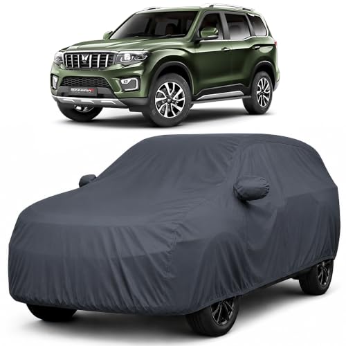 Image of Autofact Premium Car Cover for Scorpio 2021-2026 | All Weather Waterproof Full Body Car Cover | Light-Weight Triple-Stitched Outdoor Shield with UV Protection, Dustproof & Heat-Resistant