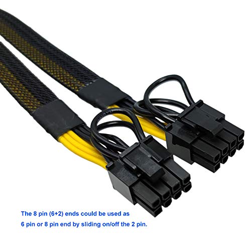 Image of COMeap 8 Pin Male to Dual 8 Pin(6+2) Male PCIe Power Adapter Cable for Dell T3600 T3610 T5600 T5610 T5610 T7600 T7610 5810 T5810 T7810 13-inch(34cm)