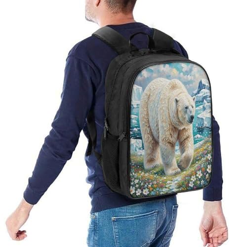 Sac à dos ours blanc à 2 compartiments pour grand étudiant et voyage