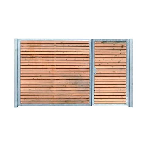Einfahrtstor Verzinkt Holz Tor quer Asymmetrisch 2-flügelig 400cm x 180cm Cover