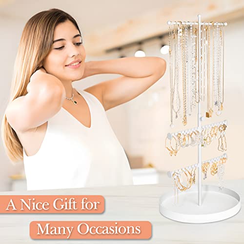 Jenseits Jewelry Organizer Stand, 3 Tier Necklace Organizer Holder Tree, Adjustable Height Jewelry Earring Display Towers, Long Necklaces Bracelets Jewelry Storage Rack For Dresser Bathroom Vanity #TOP6