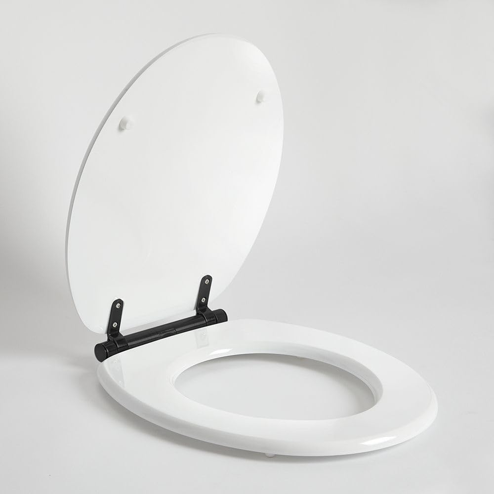 Milano Black Richmond 375Mm X 435Mm White Toilet Wc Seat Top Fix Soft Close Hinges