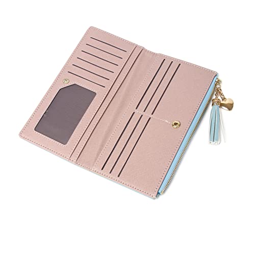 Ultra Slim Bifold Genuine Leather Wallet for Women Credit Card Holder with Coin Pocket 8 Card Slots Clutch Design (Blue)4