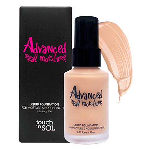 Touch in Sol Advanced Real Moisture Liquid Foundation, 1.01 fl.oz., #23 Natural Beige - Full Coverage Makeup for Dry Skin, Minimizes Pores, Hides Wrinkles