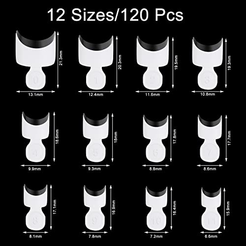 MWOOT 120 Pieces French Short Acrylic False Nails Tips,Half Cover Square Fake Nails Extension Sets,Nail Design for Woman Girls Finger Manicure Salon Home Nails Art DIY (12 Sizes,White Clear) - Image 3