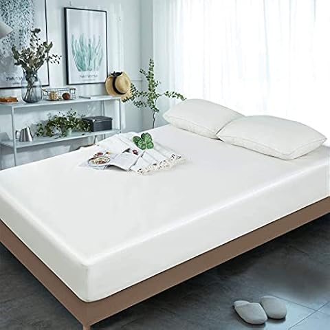 King Size Fitted Sheet 100% Egyptian Cotton Fitted Sheets 600 Thread Count 16" Deep Pocket Fitted Sheet , Shrinkage & Fade Resistant-Easy Care (King, Ivory) Cover