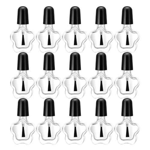 VILLFUL 20 Unidades Botellas Pequeñas para Esmalte de Uñas Botellitas Transparentes de Vidrio Reutilizables con Forma Pentagonal Ergonómica para DIY Pinta Uñas Niña y Mezclas Creativas