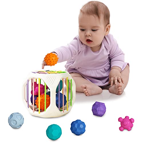 Image of ScharkSpark Baby Toys 6 to 12 Months, Montessori Toys for 1 Year Old with 6 Pack Sensory Balls, Learning & Educational Toys for 1 Year Old Boy and Girl, Baby Shape Sorter Toy, Gifts for Birthday