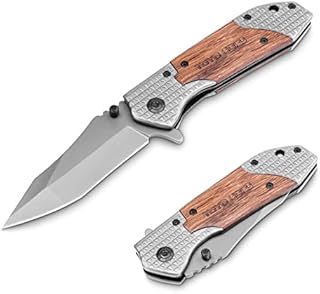 TOYO HOFU Pocket Knife with Clip,Folding Utility knife,Sharp Survival Knife for Self Defense,Spring Assisted Tactical Knife, Gift for Father,Men,Women(Wood)