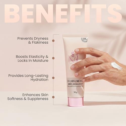Image of Mintree Hand Cream for Men and Women, Lightweight & Hydrating with Shea Butter, Avocado Butter, Ceramides & Squalane, Beige | 48 HR Hydration & Woody Scent | Suitable for All Skin Types, 30 g