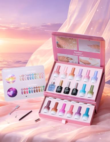 Image of Beetles Sky Symphony Cat Eye Gel Nail Polish Kit, 20 Colors, 15ml Each | With Base Coat Glossy and Matte Top Coats, Cuticle Oil, Swatch Card and 4 Magnets, Soak Off UV Manicure Cat Eye Set