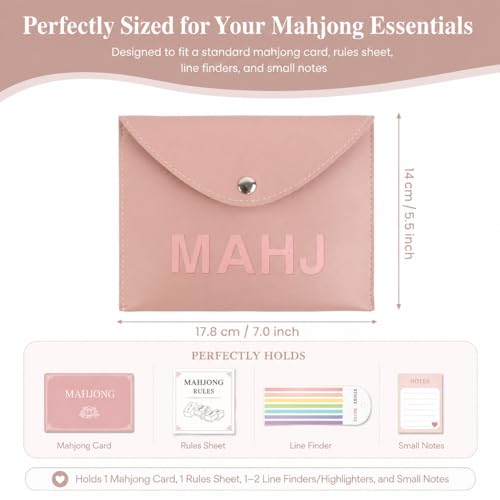 Funda Porta Cartas Mahjong de Cuero PU Rosa miniatura 2