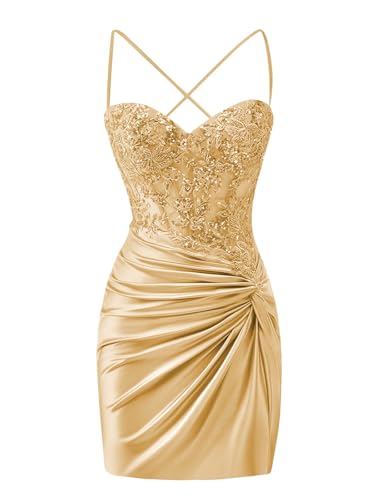 SOLODISH Lace Applique Homecoming Dresses for Teens Short Cocktail Party Gown