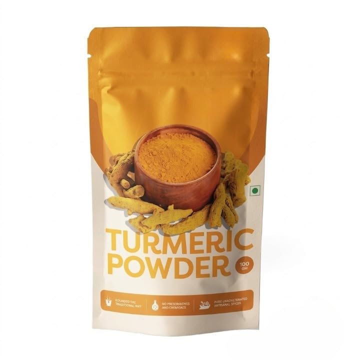 Turmeric Powder (Haldi Powder) | High Curcumin, Pure & Unadulterated | Traditionally Sourced,Aromatic Fine Texture Seasoning for Cooking & Face Packs | 100g