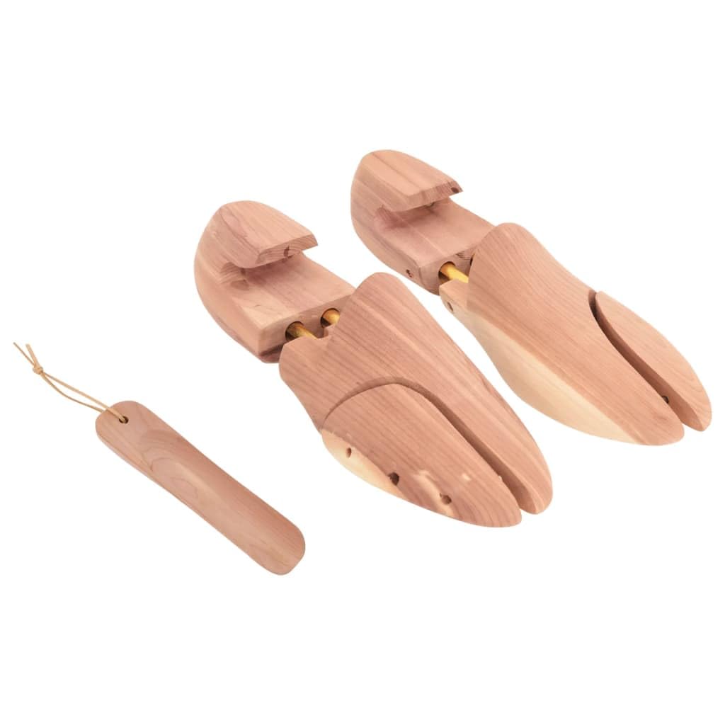 Horma de zapatos de madera maciza de cedro con calzador EU 42-43, moldeador de zapatos ajustable para hombre y mujer, dilatador de zapatos para mantener la forma, evitar arrugas, protección