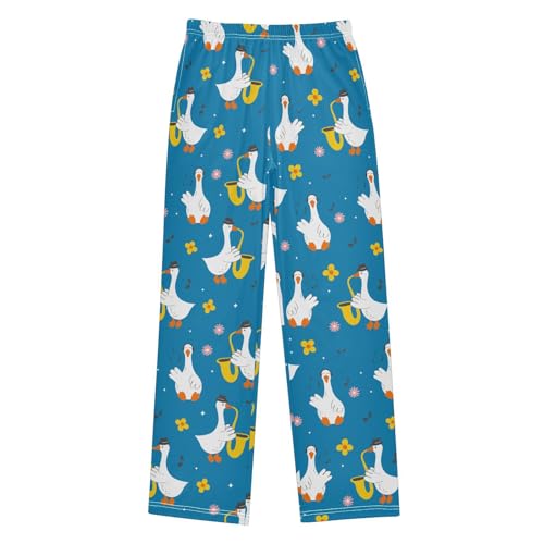 Duck Music Note Boys Long Pants Soft Trousers Elastic Waist Kids Lounge Bottoms with Pockets S-XL