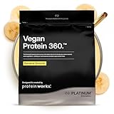 Protein Works | Vegan Protein 360 - Platinum Innovation, Premium Vegan Protein Powder, Plant-Based Protein Shake, Essential Vitamins & Minerals, Low Sugar, Banana Smooth, 14 Servings, 500g