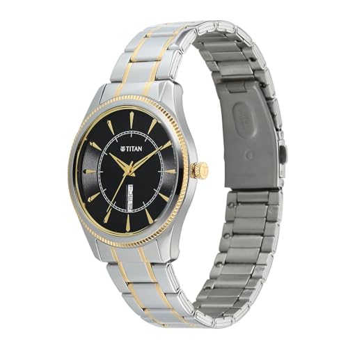 Image of Titan Regalia Allure Classic Day-Date Quartz Analog Stainless Steel Strap Men's Watch