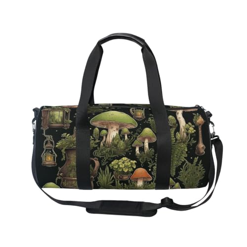 Sports Gym Bag Gym Duffle Bag Sport Bags for Men Women Mushroom Green Durable Handle Luggage Bag