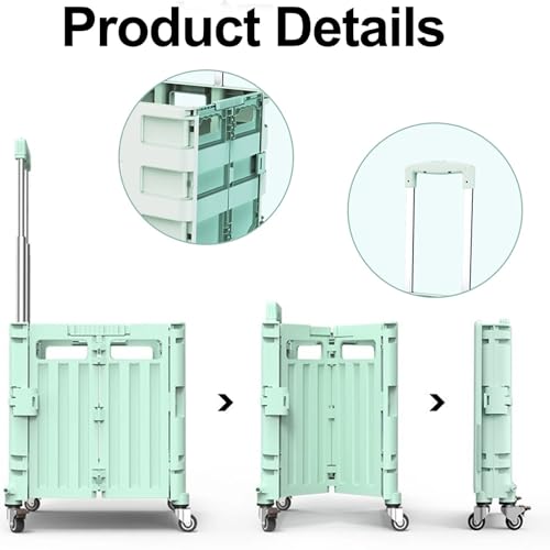 Chariot Utilitaire Pliable 65L vert pour courses et linge
