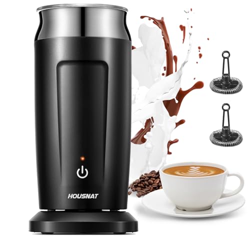 HOUSNAT Mousseur à Lait Électrique, 4 en 1 Mousseur a Lait, 500W 240ML Chauffe Lait, Chaude/Froide...