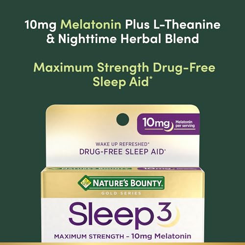 Nature's Bounty Melatonin, Sleep3 Maximum Strength 100% Drug Free Sleep Aid, L-Theanine & Nighttime Herbal Blend Time Release Technology, 10mg, 30 Tri-Layered Tablets - Image 4