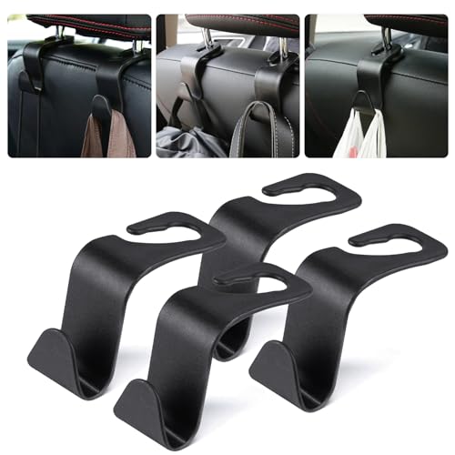Miniatura 8 de Uraqt Ganchos Para Asiento De Coche, 4pcs Gancho De Asiento Trasero De Coche, Ganchos Para Reposacabezas De Coche, Negro Multifuncionales Accesorios Coche, Para Bolsas, Monedero, Botellas De Agua