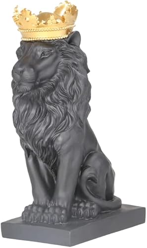 Miniatura 3 de Comfy Hour Wildlife Collection - Figura de león de 15 pulgadas, escultura de estatua del rey del bosque, decoración del hogar, negro y dorado,