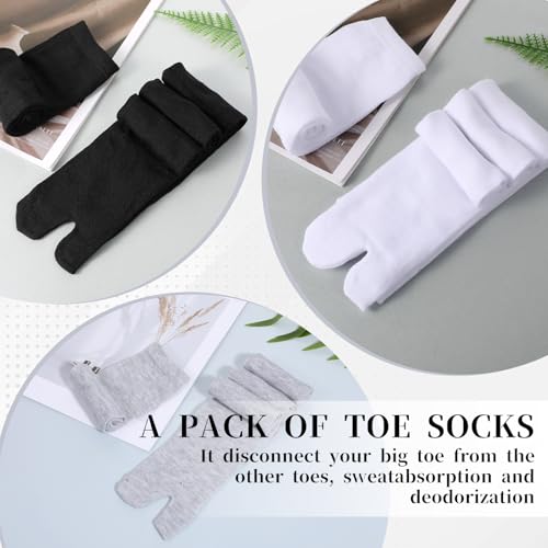 6 Pairs Flip Flop Socks, Elastic Tabi Split Toe Socks Wicking Cotton Sock Non Slip Toe Sock for Women Men2