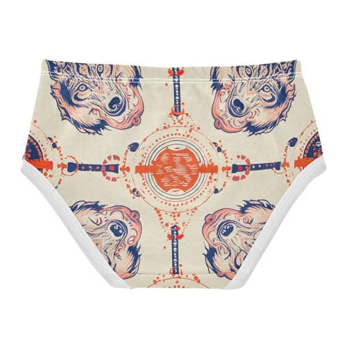 Cotton Girls Underwear Toddlers Ethnic Wolf Panties Little Girl Florals Briefs Girls Undies 2t2