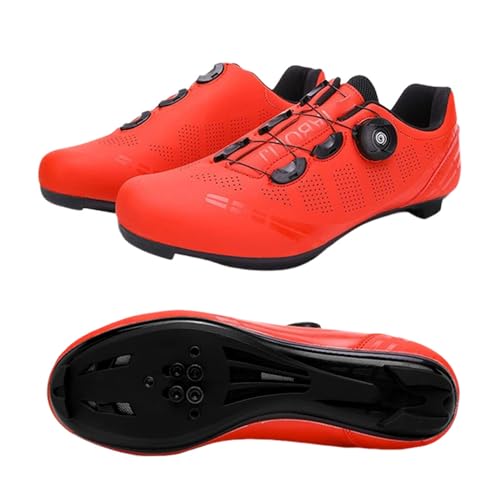 Surwin Scarpa Ciclismo Strada Uomo, Scarpe MTB Uomo Fondo Duro, Unisex Scarpe Ciclismo Compatibile SPD/SPD-SL, Anti-Scivolo Traspiranti Esterno Sneakers Scarpa Bici (Rosso,44)