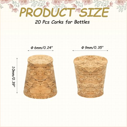 Miniatura 2 de Quarkzman 20 Pcs Tapones De Corcho Para Botellas, Tapones De Corcho Enchufes, 0.35x0.24x0.39 Pulgadas Corchos Naturales De Madera Blanda Cónicos Para Bar Restaurante Manualidades Diy