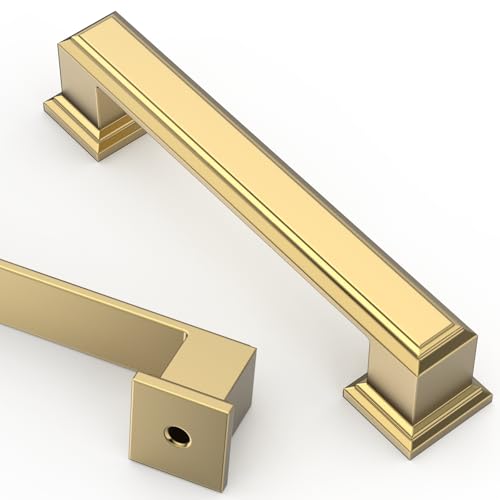 Asidrama 10 Pack 3.75 Inch(96mm) Brushed Brass Cabinet pulls Kitchen Cabinet Handles, Cabinet Pulls...