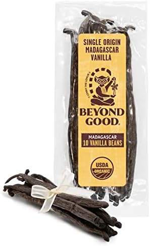 Beyond Good Madagascar Vanilla Beans | 10 Beans | Grade A Bourbon Vanilla Pods Perfect for Gourmet Home Baking, Ice Cream, Premium Vanilla Extract, and Infusions