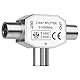 AXFEE Antennen-Verteiler 2 Fach, Antennenverteiler für TV, 1 Stecker auf 2 Buchse, T-Adapter Verteiler Metallgehäuse, T-Kupplung Koax Kupplung für Digitales TV und Kabel TV, Silber