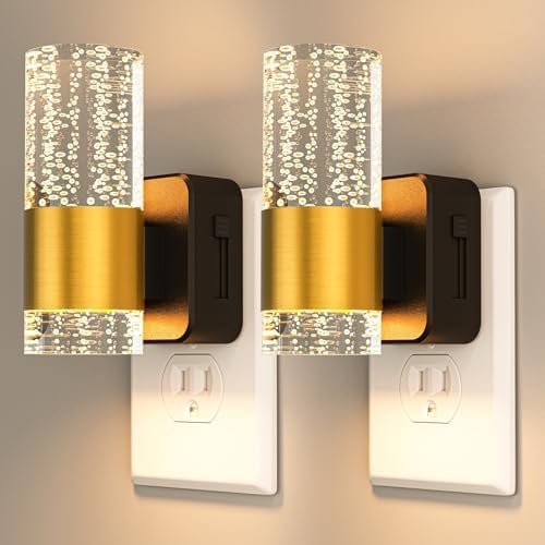 Night Light Plug into Wall, Dimmable LED Night Lights with Dusk to Dawn Sensor, Adjustable Color, Modern Acrylic Nightlight for Bathroom, Bedroom, Hallway, Stairway (Gold, 4 Pack)