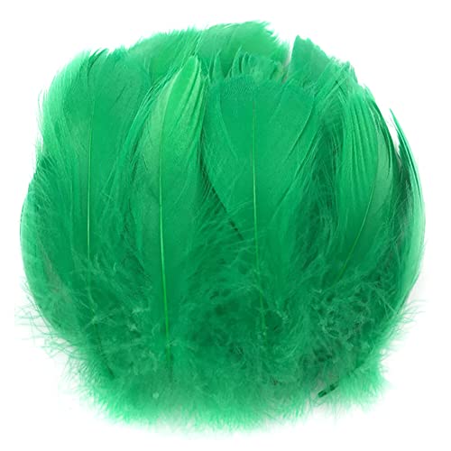 Uposao 200 Stück Natur Gänsefedern, 6-12cm Natürliche Naturfedern Gänsefedern zum Basteln DIY Deko Federn für DIY Traumfänger Ohrringe Karneval Fasching Kostüm Verzierungszubehör,Grün
