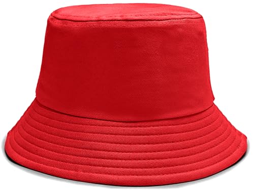 Malaxlx Damen Fischerhut Bucket Hat Sonnenhut Fischerhüte Anglerhut Sommerhut Faltbarer Strandhut Draussenhut Rot