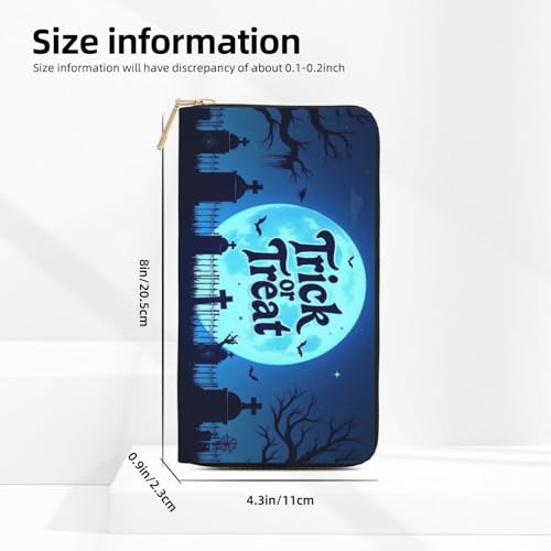 Wallet Women - Gothic Blue Graveyard Print Leather Wallet for Women with Zipper, Cute Bifold Long Ladies Wallets2