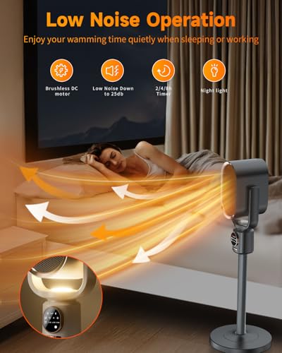 Xap Space Heater For Indoor Use, 33 Inch Electric 1500W Ptc Heater With Night Light Oscillation thumb #2